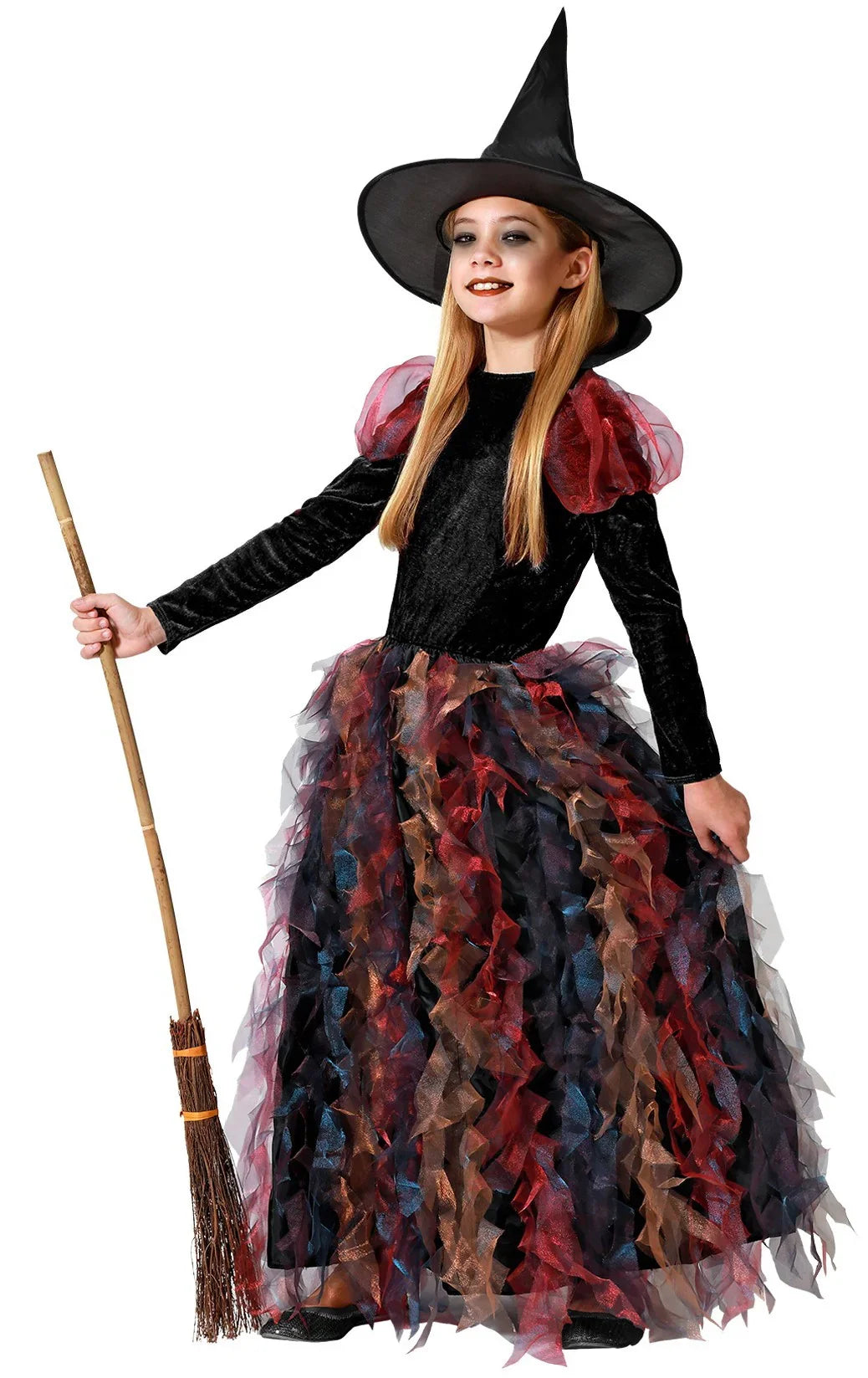 Disfraz de Bruja Multicolor Largo para Niña Brujas Atosa